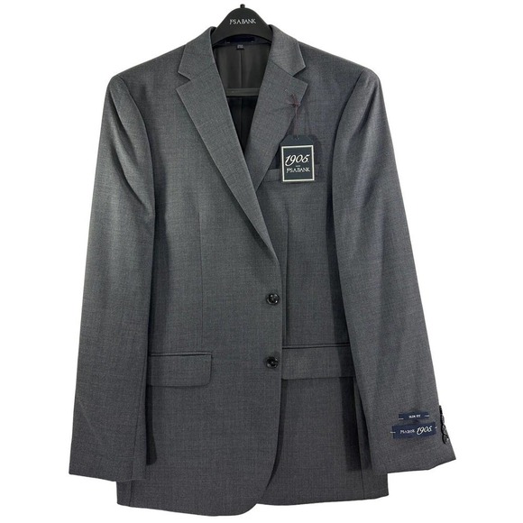 Jos. A. Bank 1905 Slim Fit Dark Grey 100% Wool Blazer Jacket Sport Coat 44L